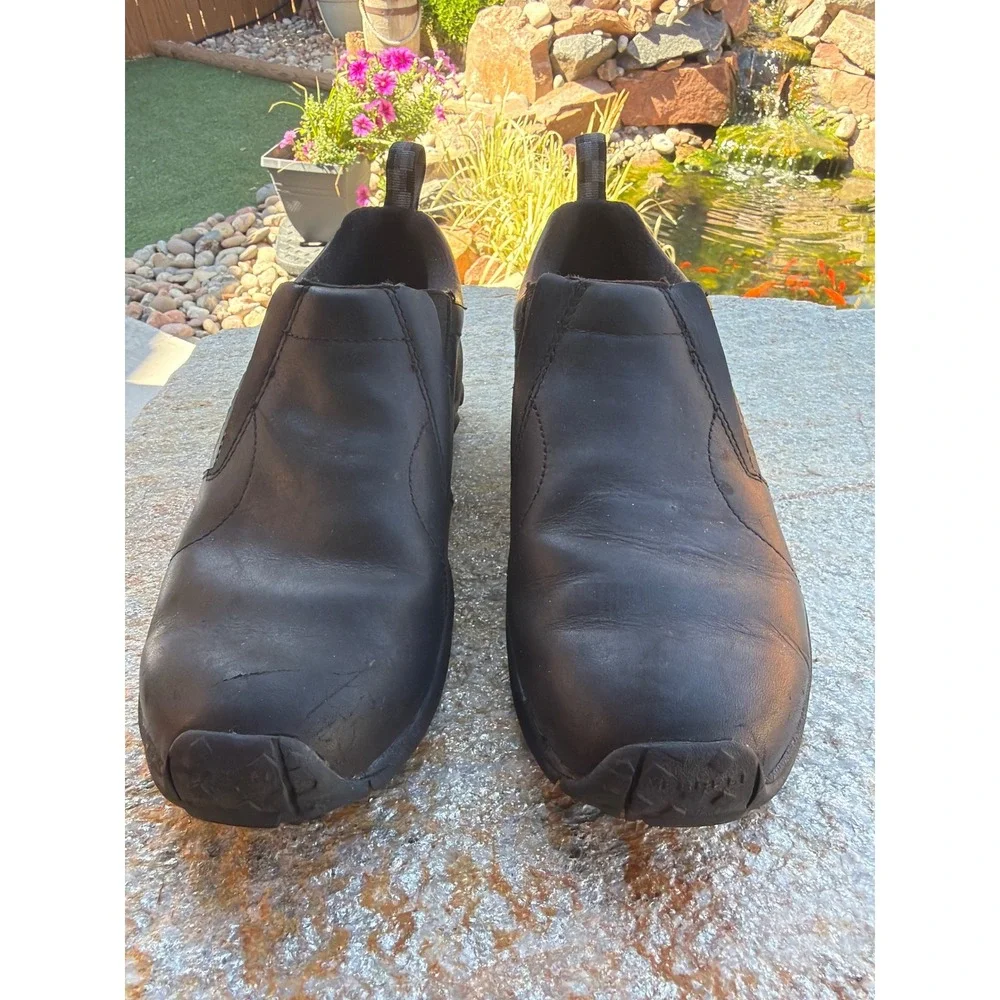Merrell Mens Jungle Moc Waterproof Black Leather Slip On Shoes J597913Z Size 8.5
